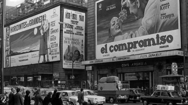 Movie theaters at the Gran Via in Madrid, Spain